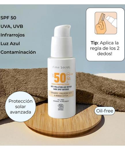 Alma Secret - Protector solar facial SPF50 con color - Sand