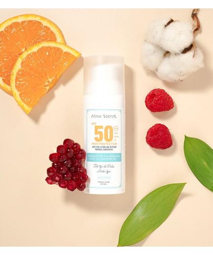 Alma Secret - Protector solar facial SPF50 para todo tipo de pieles