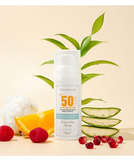 Alma Secret - Protector solar facial SPF50 para todo tipo de pieles