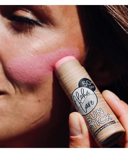 Aloha Care - Natural facial sunscreen stick SPF 50+ 20g - Pink color