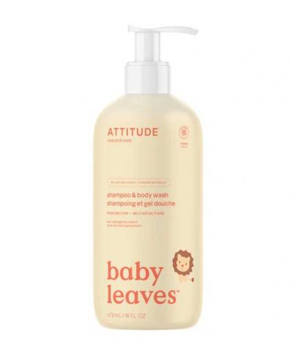 Attitude - Champú y gel 2 en 1 para bebés Baby Leaves 473ml - Néctar de pera