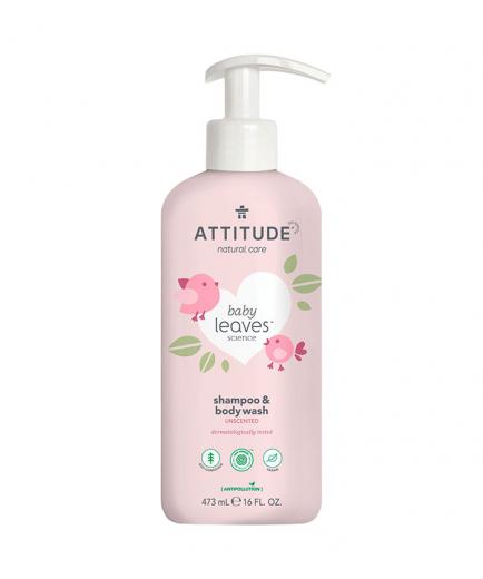 Attitude - Champú y gel 2 en 1 para bebés Baby Leaves 473ml - Sin perfume