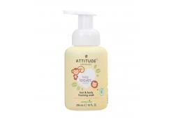 Attitude - Espuma limpiadora cuerpo y cabello 2 en 1 para bebés Baby Leaves 295ml - Néctar de pera