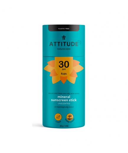 Attitude - Protector solar natural vegano en stick para niños SPF 30 85g - Sin olor