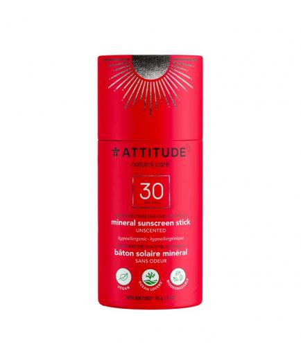 Attitude - 100% natural vegan sunscreen in stick SPF 30 85g - Fragrance free