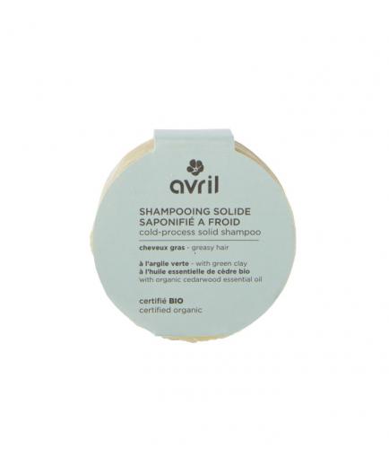 Avril - Organic solid shampoo 100g - Essential oil of cedarwood and green clay - Oily hair