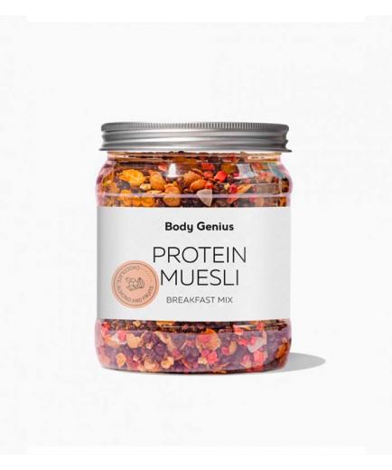 Body Genius - Muesli proteico sin azúcar - Frutos rojos, coco, cacao y almendras