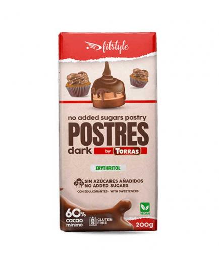 Fitstyle - Chocolate para postres sin azúcar y sin gluten 200g - Chocolate negro