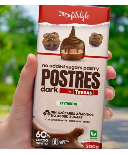 Fitstyle - Chocolate para postres sin azúcar y sin gluten 200g - Chocolate negro