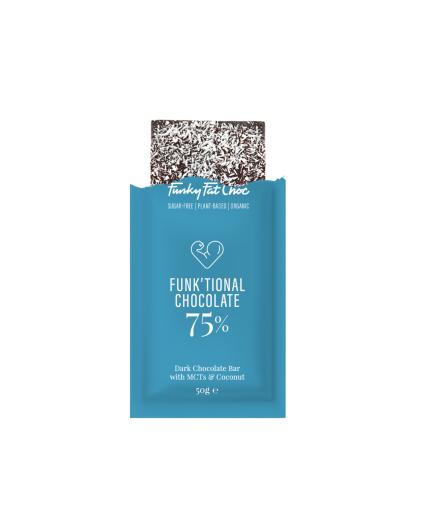 Funky Fat Foods - Chocolate negro 71% keto vegano 50g - Coco