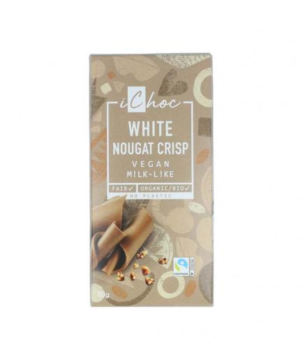 iChoc - Chocolate blanco vegano ecológico 80g - Praliné y crujiente de avellanas