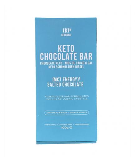 Ketonico - Chocolate Keto sin azúcar con nibs de cacao y sal 100g