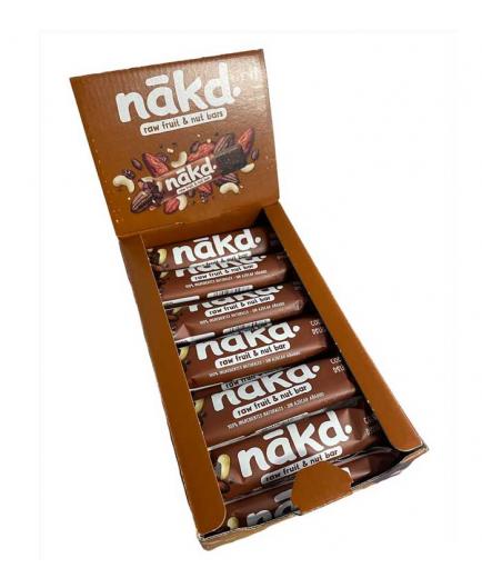 Nakd - Caja de 18 barritas energéticas veganas y sin gluten - Cacao