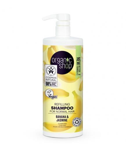 Organic Shop - Champú rellenador para cabello normal 1000ml - Plátano y Jazmín