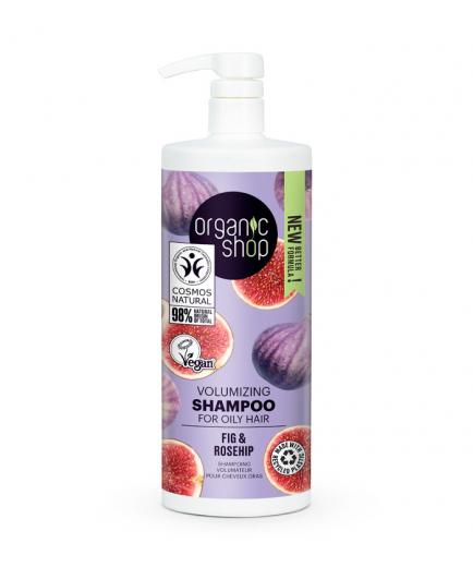 Organic Shop - Champú voluminizador para cabello graso 1000ml - Higo y Escaramujo