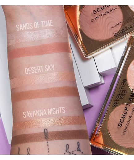 Revolution Pro - Paleta de iluminador y contorno Sculpt and Glow - Desert Sky