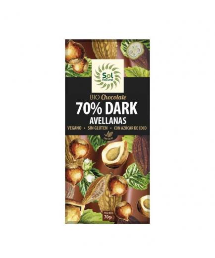 Solnatural - Chocolate negro vegano 70% con avellanas Bio 70g