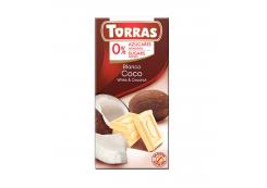 Torras - White chocolate with coconut 0% added sugar 75g