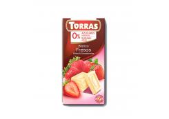 Torras - White chocolate with strawberries 0% added sugar 75g