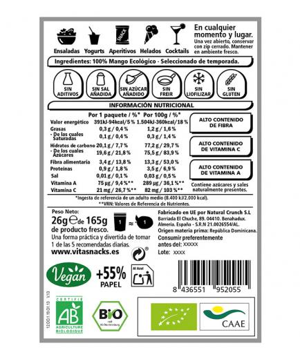 Vitasnack - Snack de fruta crujiente natural - Mango