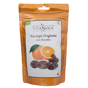 Vitasnack - Snack de fruta crujiente natural - Naranja con chocolate